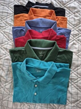 Lands' End Men's Polo Pack — Teal, Green, Red, Light Blue, Orange, Black